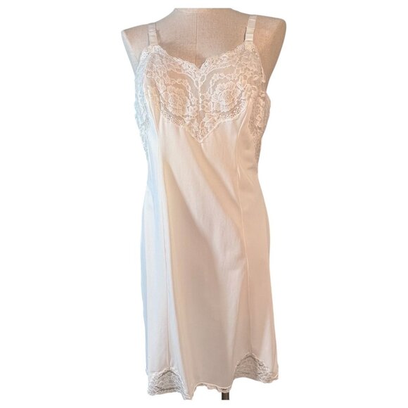 Vintage Wonder Maid White Full Slip Nylon Lace Bodice Size 38 Lingerie Adj Strap - Picture 2 of 8
